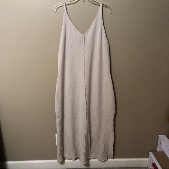 Honore 11 Wool Blend V Neck Maxi Della Dress in Color Natural size 3 22/24 - Picture 2 of 9